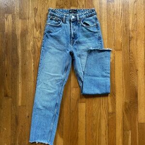 Classic Medium Blue Denim Distressed Highwaisted Jeans